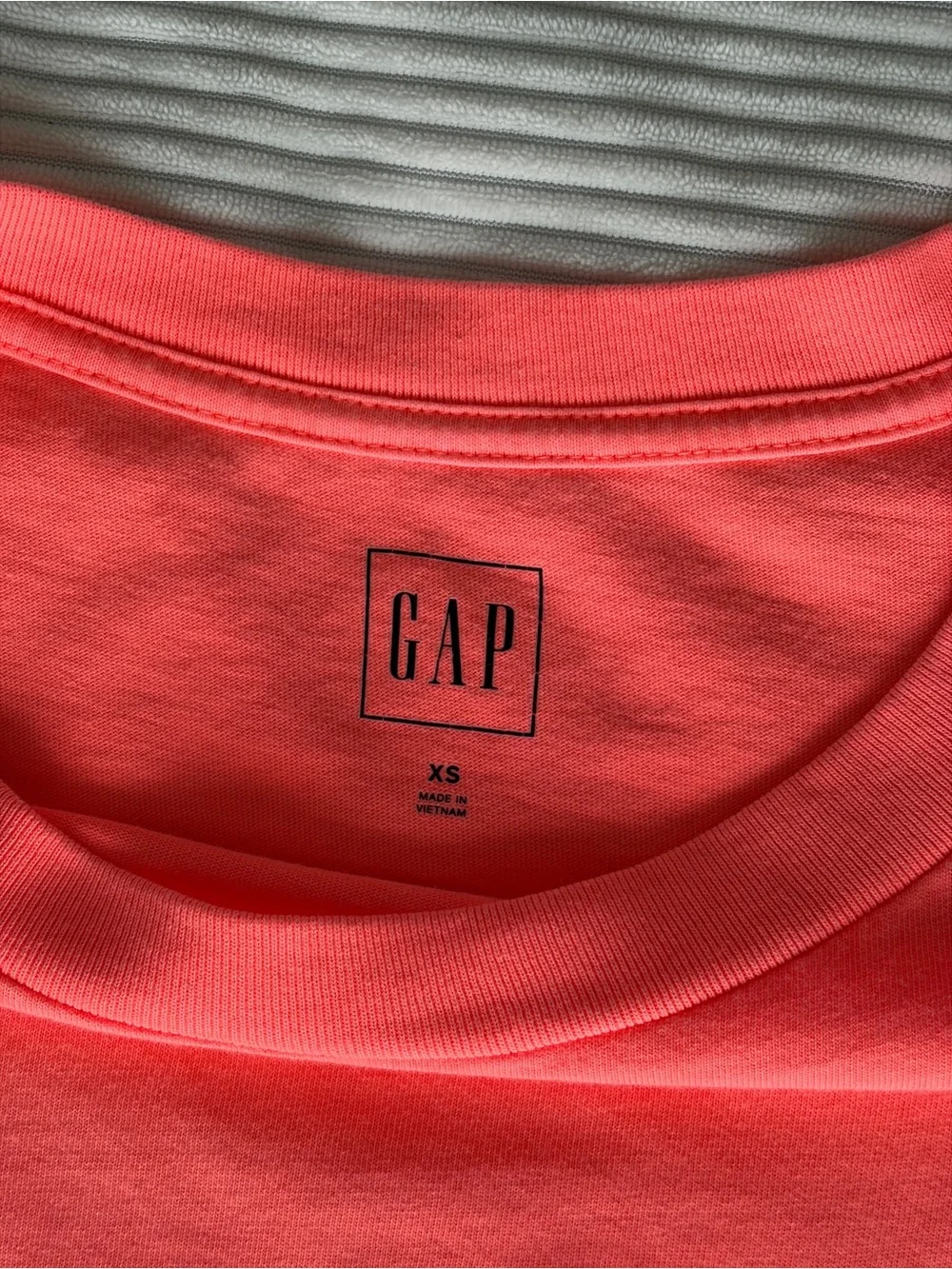 GAP Women Neon Coral T Shirt Dress Short Sleeve Pocket Casual Mini, Size XS